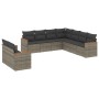 Set Divano da Giardino 9 pz con Cuscini Grigio in Polyrattan