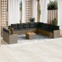 Set Divani da Giardino 12 pz con Cuscini Grigio in Polyrattan