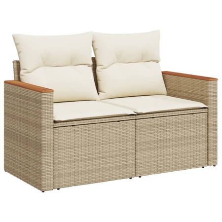 Set Divano da Giardino 8 pz con Cuscini Beige in Polyrattan