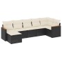 Set Divani da Giardino con Cuscini 7pz Nero Polyrattan