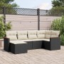 Set Divano da Giardino 6 pz con Cuscini Nero in Polyrattan