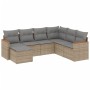 Set Divano da Giardino 7 pz con Cuscini Beige Misto Polyrattan