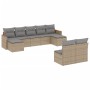 Set Divano da Giardino 9 pz con Cuscini Beige Misto Polyrattan