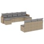 Set Divano da Giardino 10 pz con Cuscini Beige Misto Polyrattan