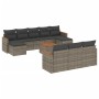 Set Divani da Giardino 11 pz con Cuscini in Polyrattan Grigio