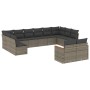 Set Divani da Giardino 12 pz con Cuscini Grigio in Polyrattan