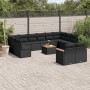 Set Divani da Giardino 13pz con Cuscini Nero in Polyrattan