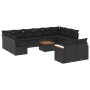 Set Divani da Giardino 13pz con Cuscini Nero in Polyrattan