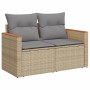 Set Divano da Giardino 13 pz con Cuscini Beige Misto Polyrattan