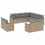 Set Divano da Giardino 11 pz con Cuscini Beige Misto Polyrattan