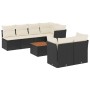 Set Divani da Giardino con Cuscini 8 pz Nero in Polyrattan