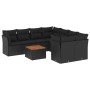 Set Divani da Giardino 9 pz con Cuscini Nero in Polyrattan