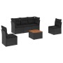 Set Divano da Giardino 6 pz con Cuscini Nero in Polyrattan