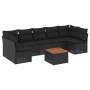 Set Divani da Giardino con Cuscini 8 pz Nero in Polyrattan