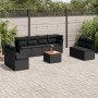 Set Divani da Giardino 9 pz con Cuscini Nero in Polyrattan