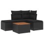 Set Divani da Giardino 5 pz con Cuscini in Polyrattan Nero