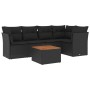 Set Divano da Giardino 6 pz con Cuscini Nero in Polyrattan