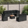 Set Divani da Giardino 9 pz con Cuscini Nero in Polyrattan