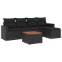 Set Divano da Giardino 6 pz con Cuscini Nero in Polyrattan