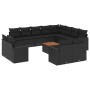 Set Divani da Giardino 13pz con Cuscini Nero in Polyrattan