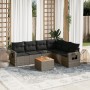 Set Divani da Giardino 7 pz con Cuscini Grigio in Polyrattan