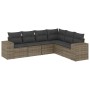 Set Divano da Giardino 6 pz con Cuscini Grigio in Polyrattan