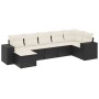 Set Divani da Giardino con Cuscini 7pz Nero Polyrattan