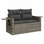 Set Divani da Giardino 3 pz con Cuscini Grigio in Polyrattan