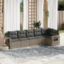 Set Divano da Giardino 6 pz con Cuscini Grigio in Polyrattan