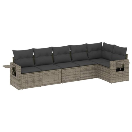 Set Divano da Giardino 6 pz con Cuscini Grigio in Polyrattan