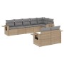 Set Divano da Giardino 8 pz con Cuscini Beige in Polyrattan