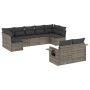 Set Divano da Giardino 9 pz con Cuscini Grigio in Polyrattan