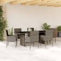 Set da Pranzo da Giardino 7 pz con Cuscini in Polyrattan Grigio