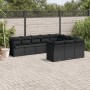 Set Divani da Giardino 10pz con Cuscini in Polyrattan Nero