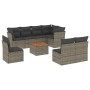 Set Divano da Giardino 9 pz con Cuscini Grigio in Polyrattan