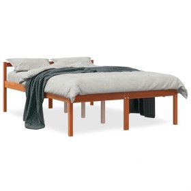 Letto per Anziani Marrone Cera 135x190 cm Legno Massello Pino