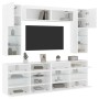 Set Mobili TV a Muro 6 pz con Luci LED Bianco