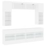 Set Mobili TV a Muro 6 pz con Luci LED Bianco