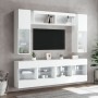 Set Mobili TV a Muro 6 pz con Luci LED Bianco