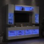 Set Mobili TV a Muro 6 pz con Luci LED Bianco