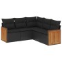 Set Divani da Giardino 5 pz con Cuscini in Polyrattan Nero