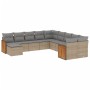 Set Divani da Giardino 11 pz con Cuscini Beige in Polyrattan