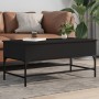 Tavolino Salotto Nero 100x50x45 cm Legno Multistrato e Metallo