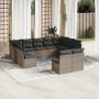 Set Divani da Giardino 11 pz con Cuscini in Polyrattan Grigio