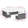 Set Divani da Giardino 11 pz con Cuscini in Polyrattan Grigio