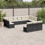 Set Divani da Giardino 13pz con Cuscini Nero in Polyrattan