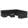 Set Divani da Giardino 12 pz con Cuscini Nero in Polyrattan