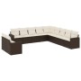 Set Divani da Giardino 11 pz con Cuscini Polyrattan Marrone