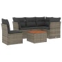 Set Divano da Giardino 6 pz con Cuscini Grigio in Polyrattan