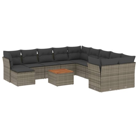 Set Divani da Giardino 12 pz con Cuscini Grigio in Polyrattan